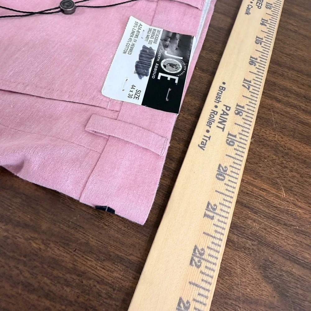 NEW Joseph Abboud Dress Pants Mens 44x30 Trousers Pink Linen Blend Slim Fit Flat - Picture 7 of 14